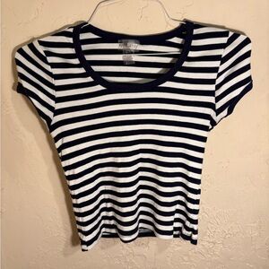 Eye Candy Navy and White Striped Short Sleeve Top